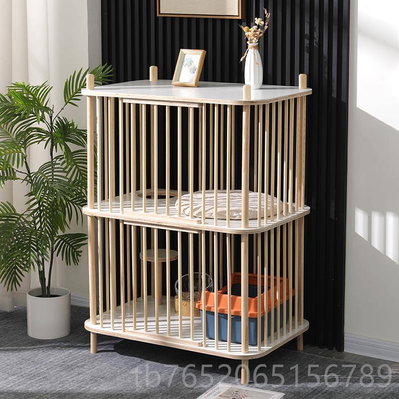 正品实木猫窝两笼子猫别墅人共用半层封型闭猫跳台中小猫猫屋