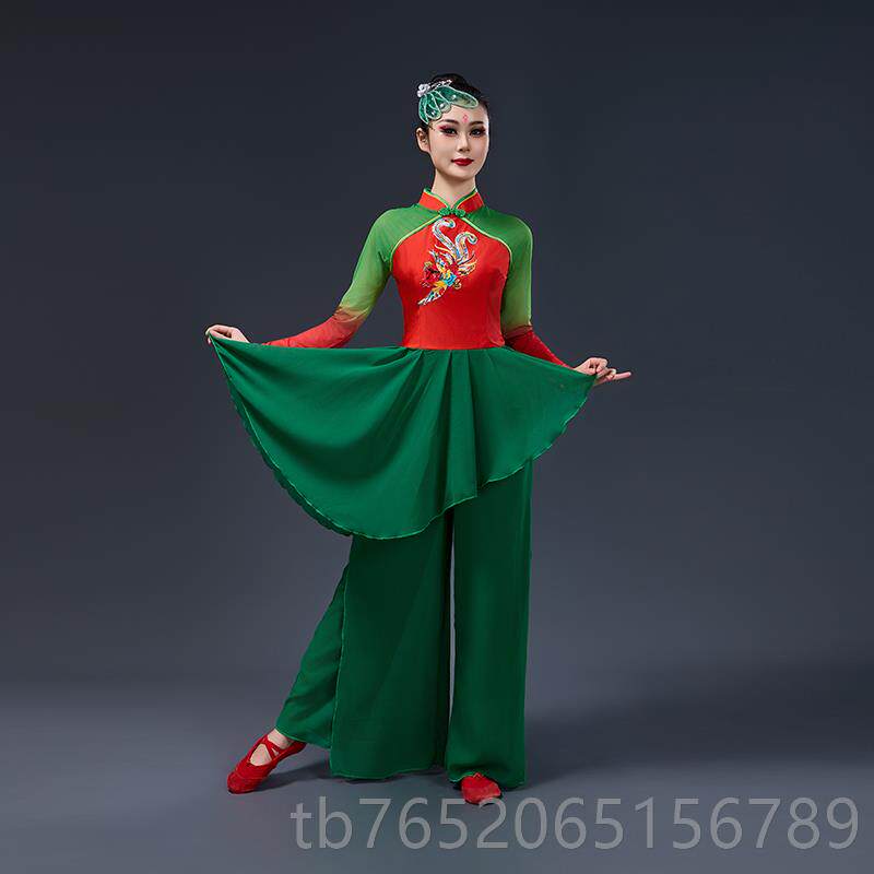正品秧歌舞演出服装新款中套国风山红古典蹈服装女腰鼓广舞场舞映