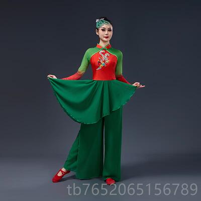 正品秧歌舞演出服装新款中套国风山红古典蹈服装女腰鼓广舞场舞映