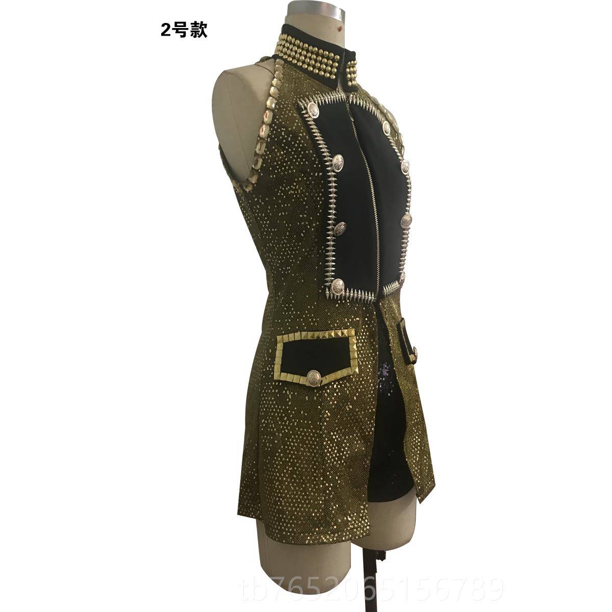 正品服ds演出服女歌手服爵台士舞装女 团表演套服舞蹈服舞金色性图片