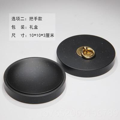 正品匠心石非遗安徽歙砚素双心砚天然原石细雨金星 原砚台带盖老