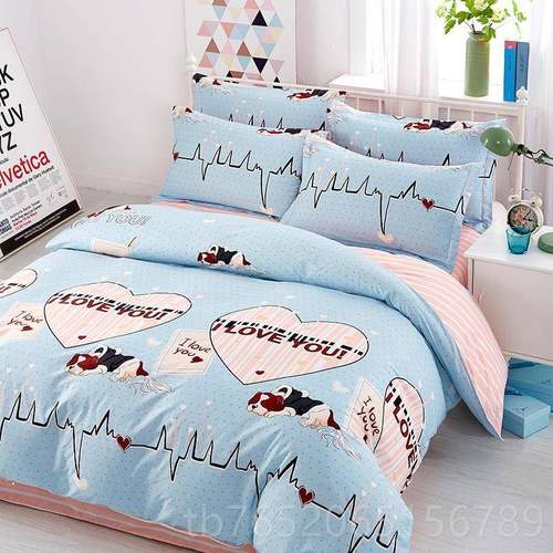 正品纯棉四春件式100全棉秋简约1.8m双人2上.0床用品季床单被套三