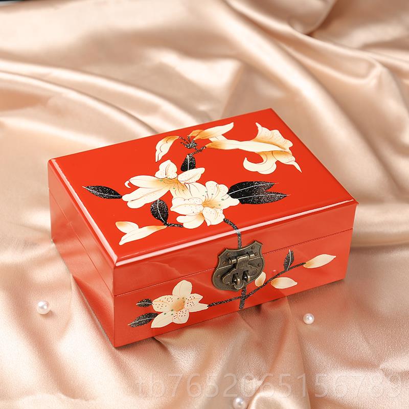 正品木质漆器首品饰盒礼物饰戒锁指项炼手錬手镯双收纳盒层带送朋