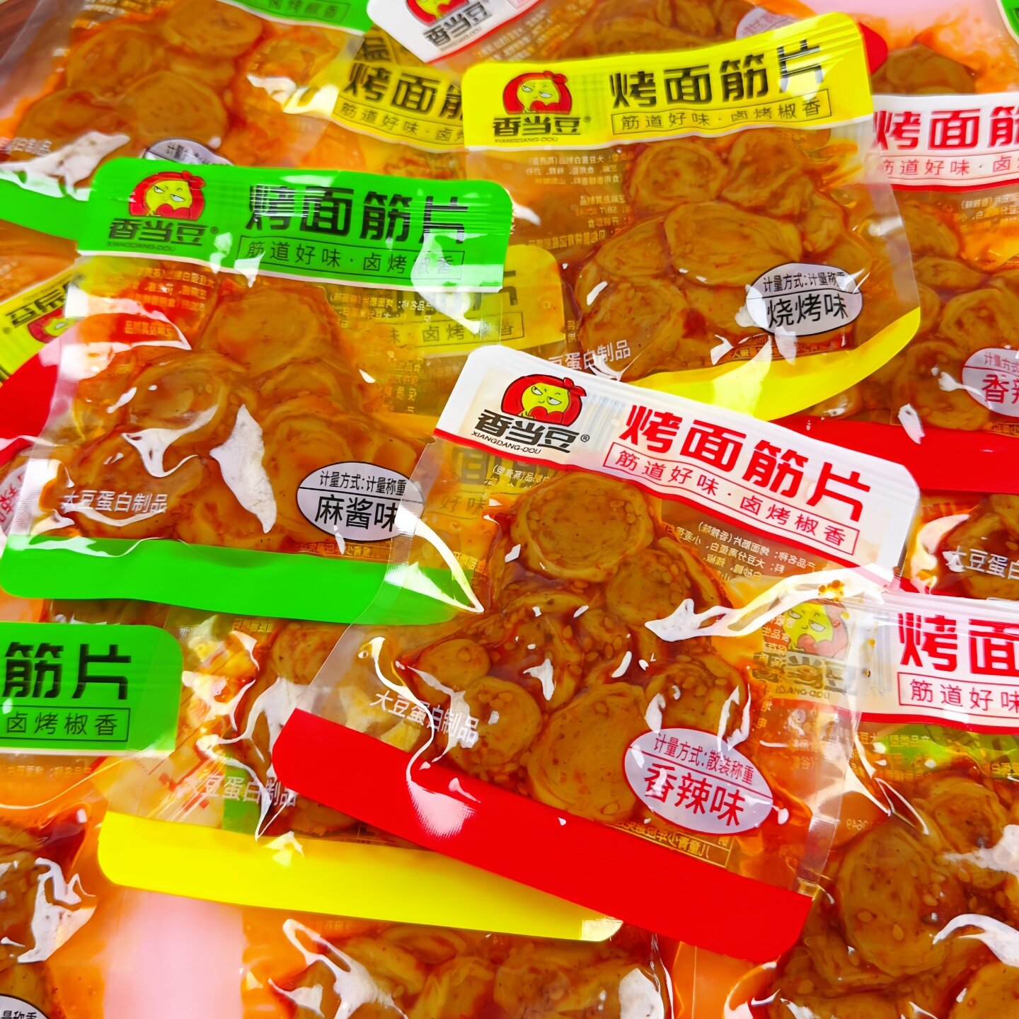 香当豆烤面筋片麻酱香辣烧烤味独立包装面筋辣条休闲解馋素食零食