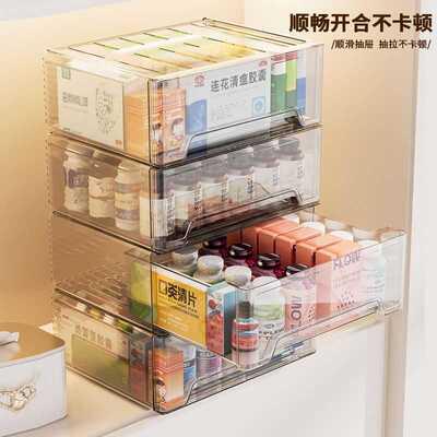 家用药箱家庭特大号抽屉式常用药品收纳盒多层大容量透明分类药柜