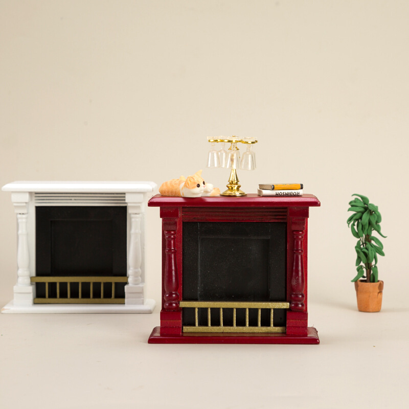 1：12迷你娃娃屋家具摆件木质仿真壁炉模型DOLLHOUSE微缩场景摆设