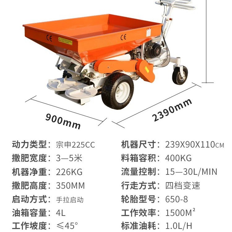 小型自走式施肥播撒机家用颗粒肥扬肥器自走式汽油撒肥机草坪播种