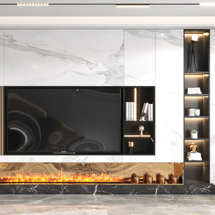 家装 公寓客厅整面墙柜多功能置物储物柜现代简约铝合金电视柜家具