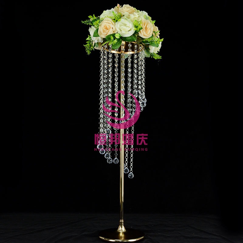 新款婚庆道具S型水晶珠帘路引场地布置道济金属工艺品装饰摆件