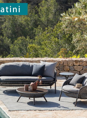 户外藤沙发单人休闲阳台露天藤椅设计师创意庭院沙发茶几组合家具