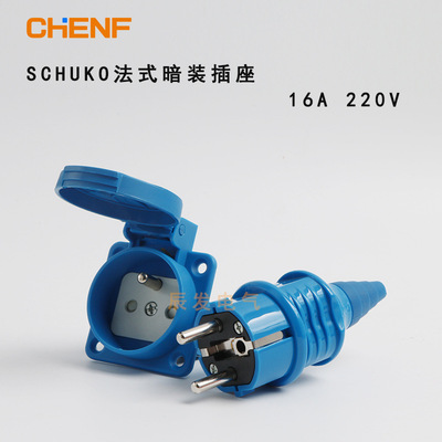 供应法式SCHUKO暗装插座16a220v固定式法标机柜输入输电插头插座