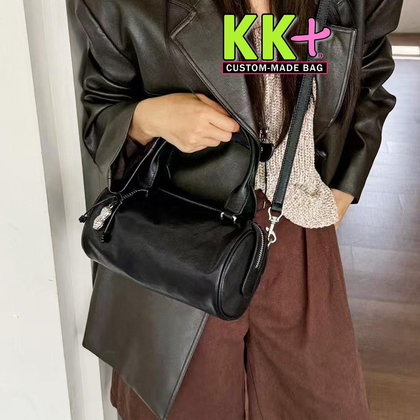 波士顿头层植鞣牛皮手提包