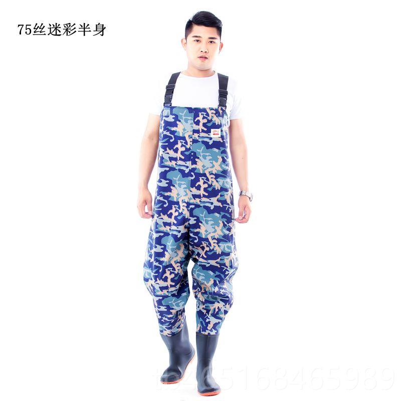高档水裤半身防水鱼裤下连雨裤加皮叉防护钓鱼体衣服厚耐磨雨鞋雨图片