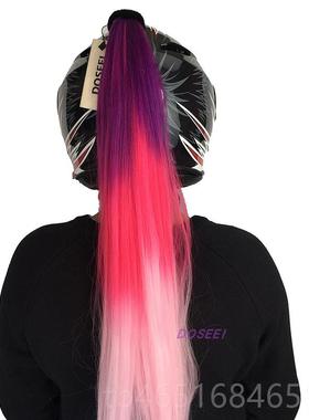 高档DO女SEEI车摩托车头盔装辫子男机车马尾饰辫电动假发脏辫滑雪