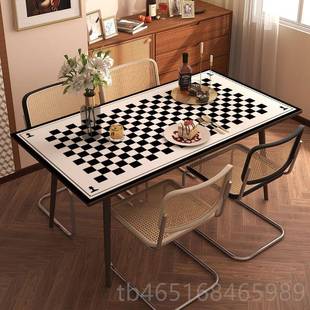 高档棋盘Q餐弹硅格胶暖桌垫防油防水防级烫免洗皮革桌布轻奢高茶