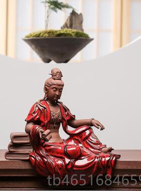 高档久造新中式禅意观音菩萨件摆像创意家居厅玄关装饰客陶瓷佛工