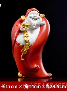 高档东方泥土 陶瓷神摆件 办财公店铺开业商务礼品客厅装室饰爷品