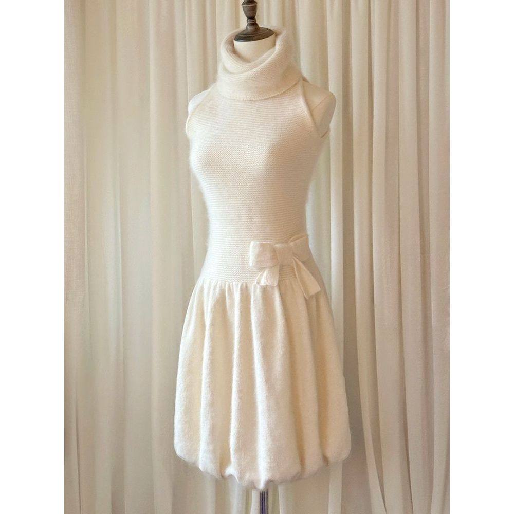 【云朵慕斯】韩系高领蝴蝶结无袖连衣裙秋冬少女内搭修身花苞短裙,女装/女士精品,连衣裙,淘宝优惠券,粉丝福利购,淘宝优惠卷