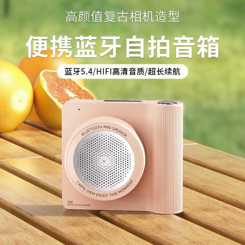 复古相机自拍音箱2025新款户外便携音响低音炮家用迷你蓝牙音箱
