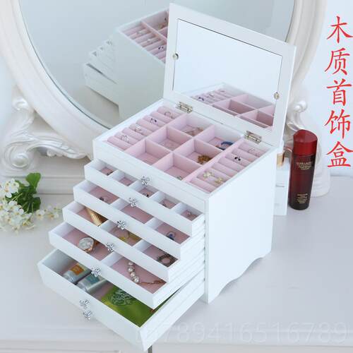 高档手品纳首饰收大容盒量家用饰欧式小奢华公主简约木质抽屉式梳