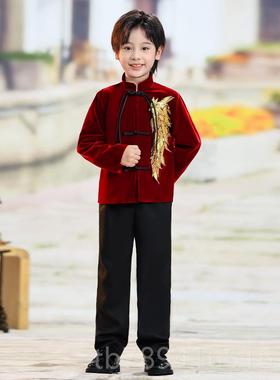 高档儿童服中风演出服男童合唱服红色国礼女童琵琶民演乐演奏古筝