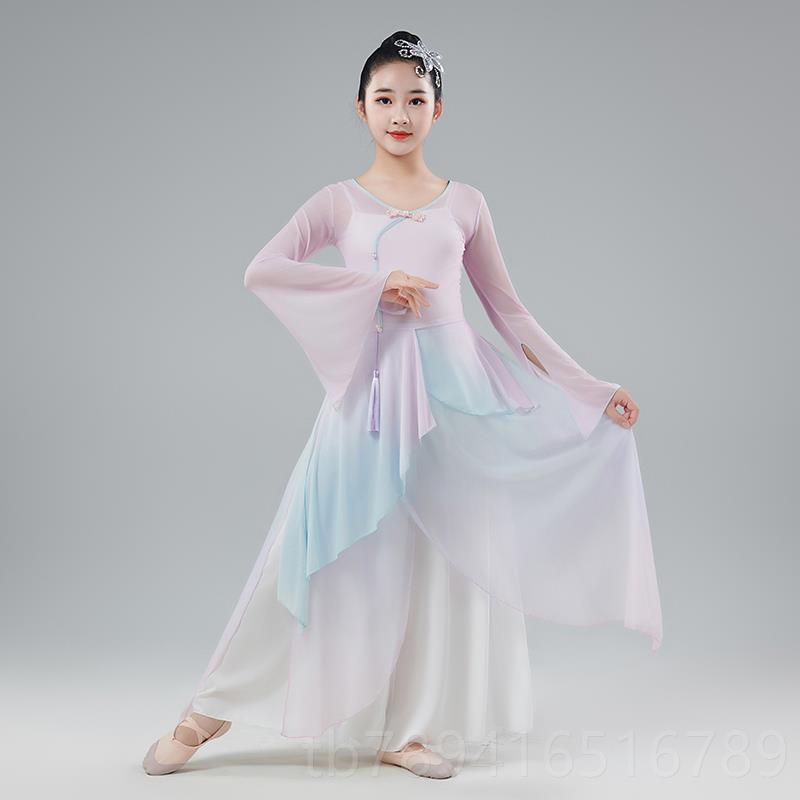 高档儿童古典演服飘逸中国风舞蹈服装表女民族舞舞扇子出舞演服练
