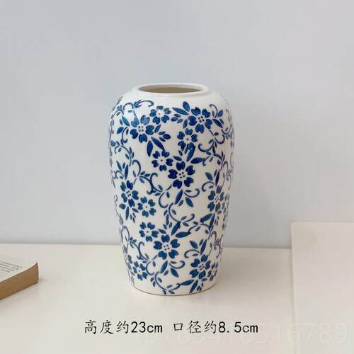 高档关景德镇青花大瓷花瓶复陶瓷绿植干花插花器皿客古厅玄装饰品