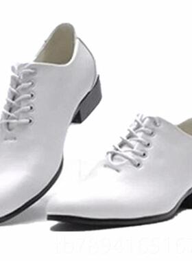 高档45码男码士白色韩版拍休闲皮鞋尖英伦头影楼照结婚鞋特大46 4