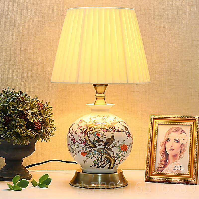 高档包现村代中式美式乡邮时全铜卧尚室书房床头柜遥控陶瓷台灯夜,家装灯饰光源,装饰台灯,淘宝优惠券,粉丝福利购,淘宝优惠卷