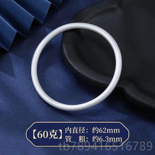 高档9999纯手镯古法银圆镯实心年轻款足手环素女圈银网红小众银镯