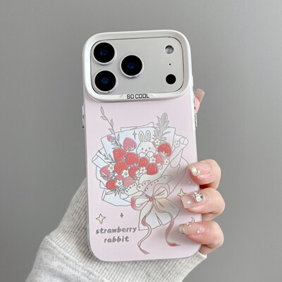 iPhone13可爱创意OPPORENO16彩银ins风14ProMax卡通硬小米17ULTRA适用15PLUS高级感手机壳草莓花束兔子苹果12