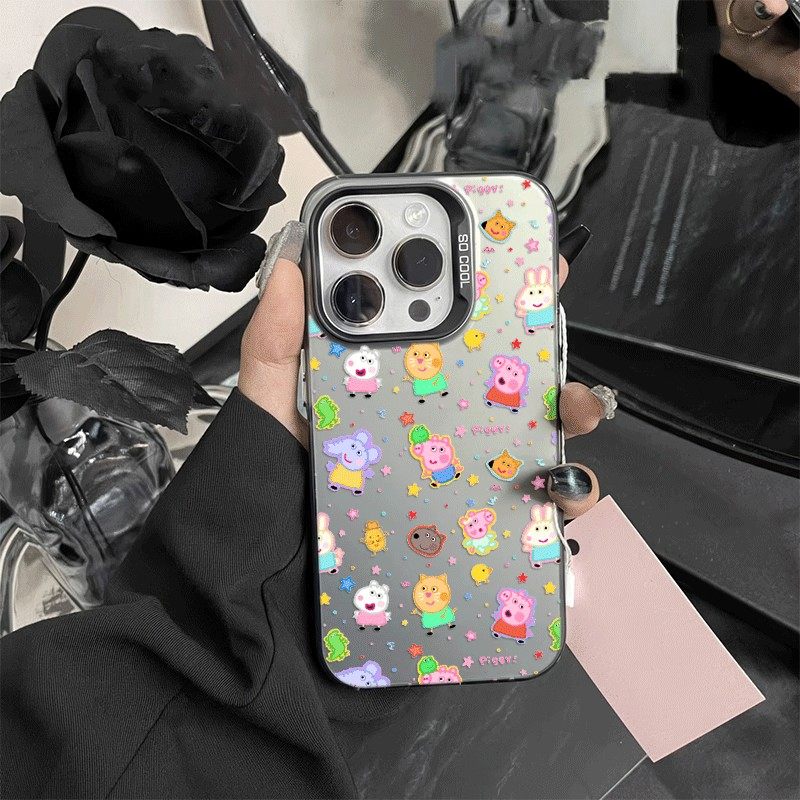 新款VIVOY500卡通苹果17彩银14plus手机壳硬iPhone13高级感创意OPPORENO15适用16ProMax满屏可爱佩奇oppok12X