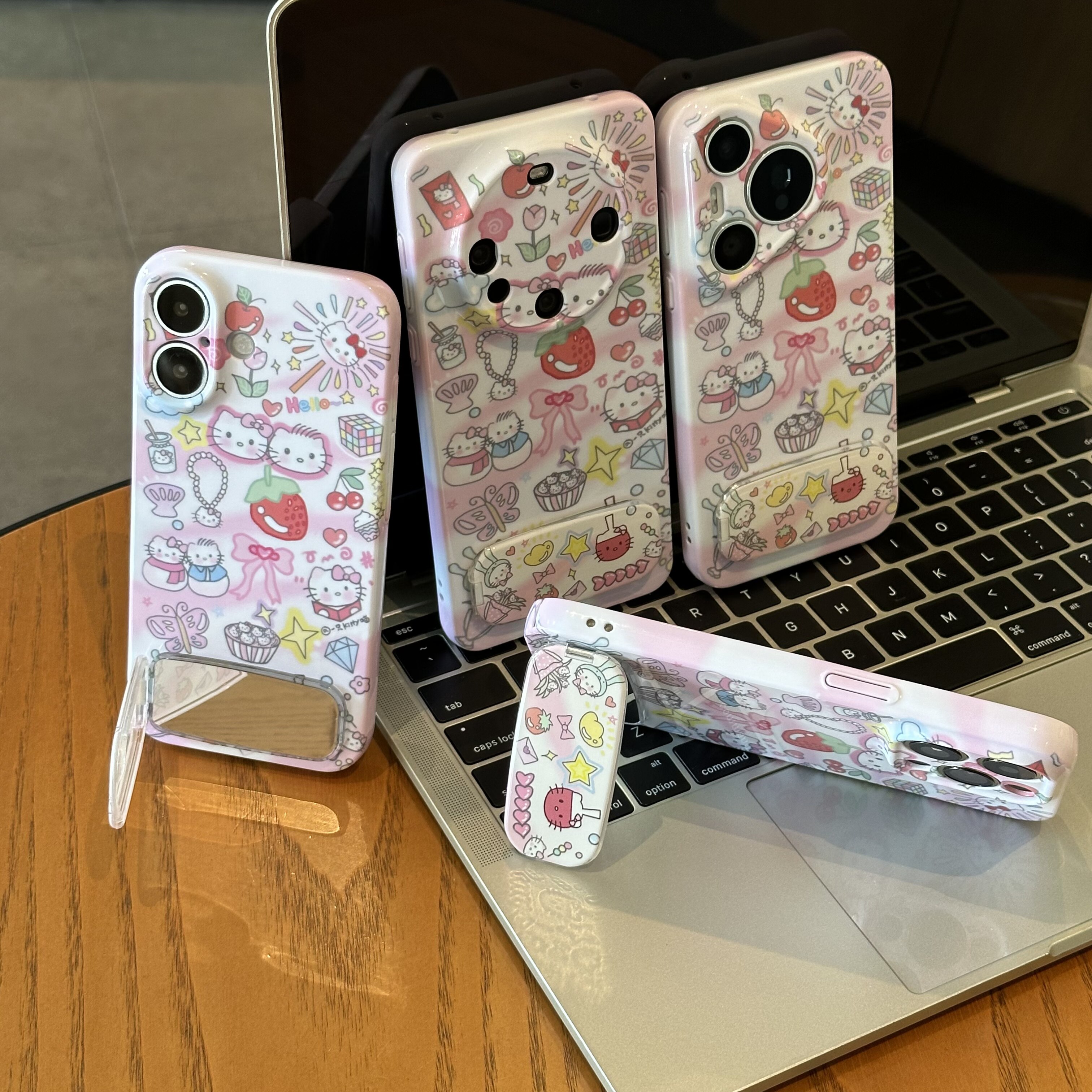 带镜子支架17三星S25ULTRA手机壳OPPOReno12硬菲林15ProMax可爱凯蒂猫14plus苹果13少女心X200S适用iPhone16e