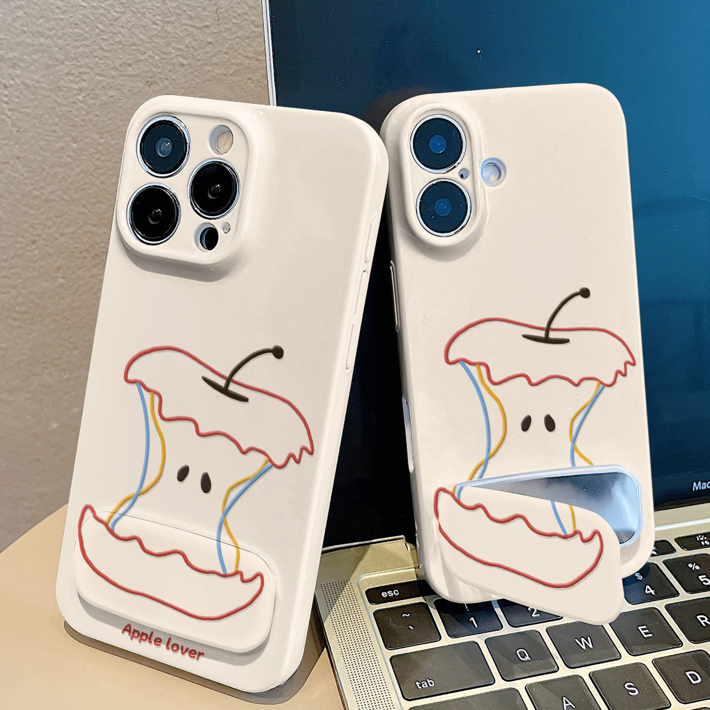 手机壳硬15带镜子支架14plus适用ins风线条苹果华为Mate70小清新iPhone13菲林1216ProMax红米k80个性荣耀x50i