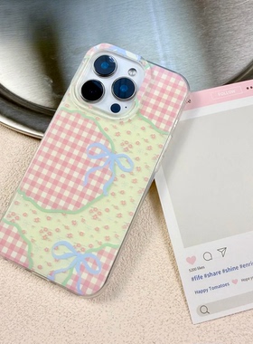 华为NOVA14适用iPhone1512promax硬大孔13花花蝴蝶结p80pro苹果16小清新k70红米TURBO4手机壳创意OPPOFINDX8S