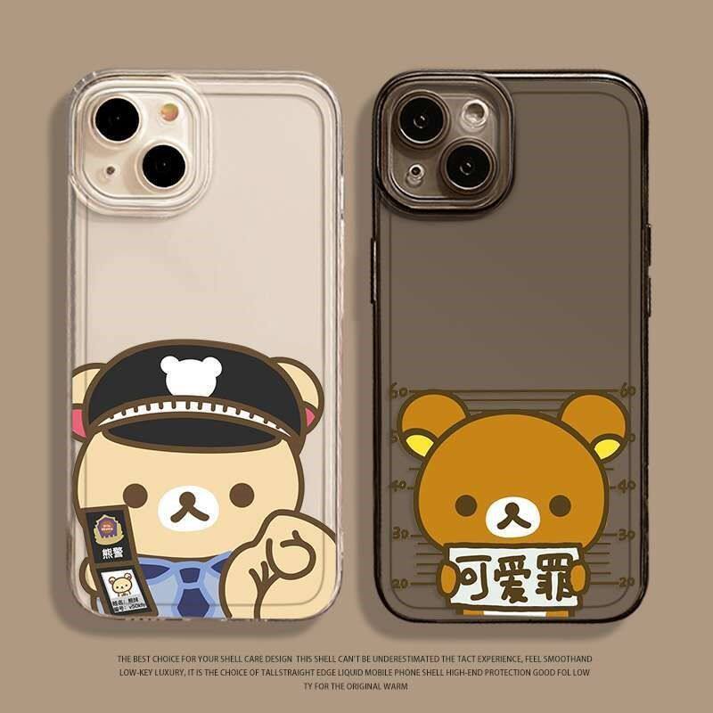 警官轻松熊14透明iPhone17情侣华为Nova15苹果12卡通IQOOZ11TURBO适用13ProMax手机壳软16plus可爱红米TURBO5