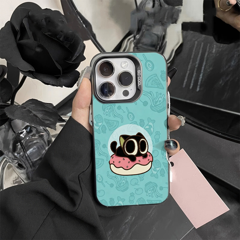 16ProMax彩银苹果15适用14Plus可爱红米TURBO5max甜甜圈罗小黑华为NOVA13卡通iPhone17手机壳硬一加ACE5ins风
