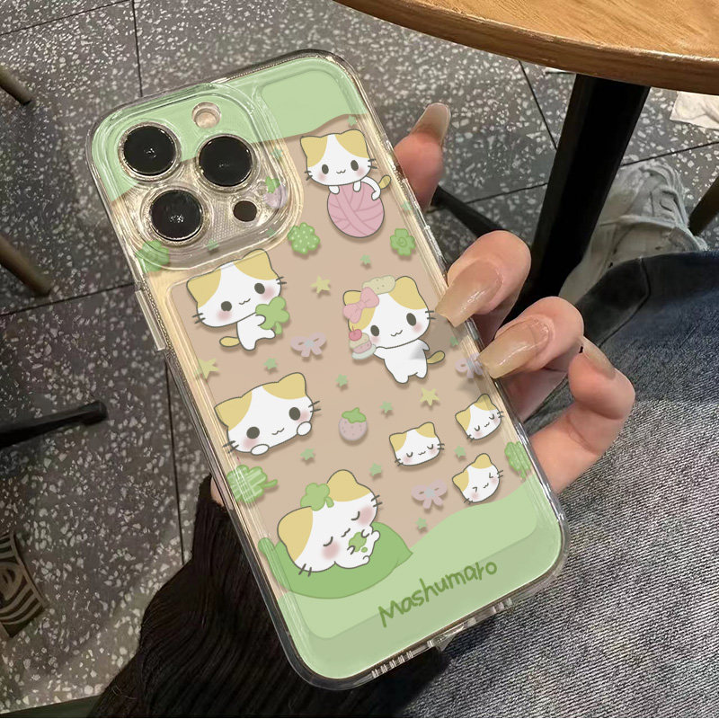 苹果16四叶草棉花糖猫OPPOReno14透明软13ProMax畅享80可爱适用iPhone12创意手机壳15PLUS卡通一加ACE5竞速版
