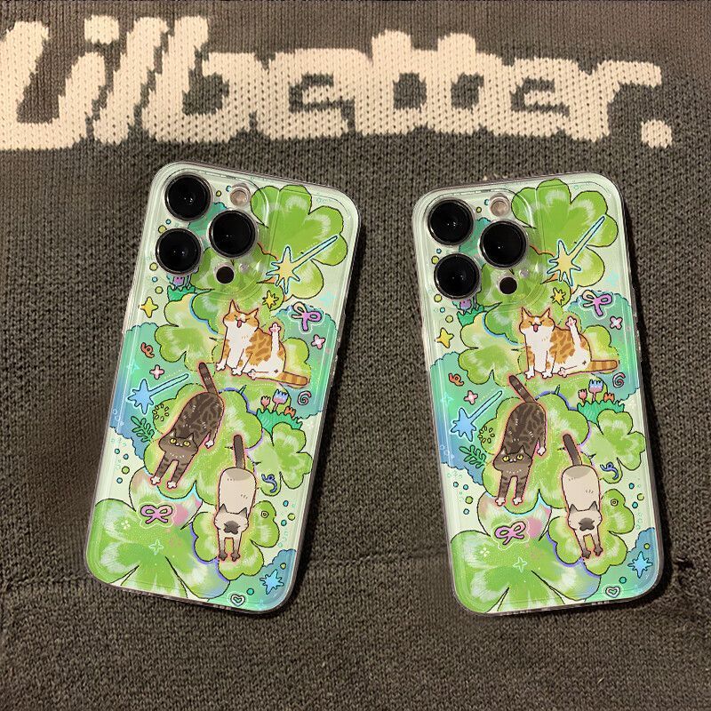 华为Nova14透明软13一加ACE5ULTRA手机壳ins风iPhone15幸运草猫咪X200S卡通红米TURBO4PRO适用12ProMax苹果16