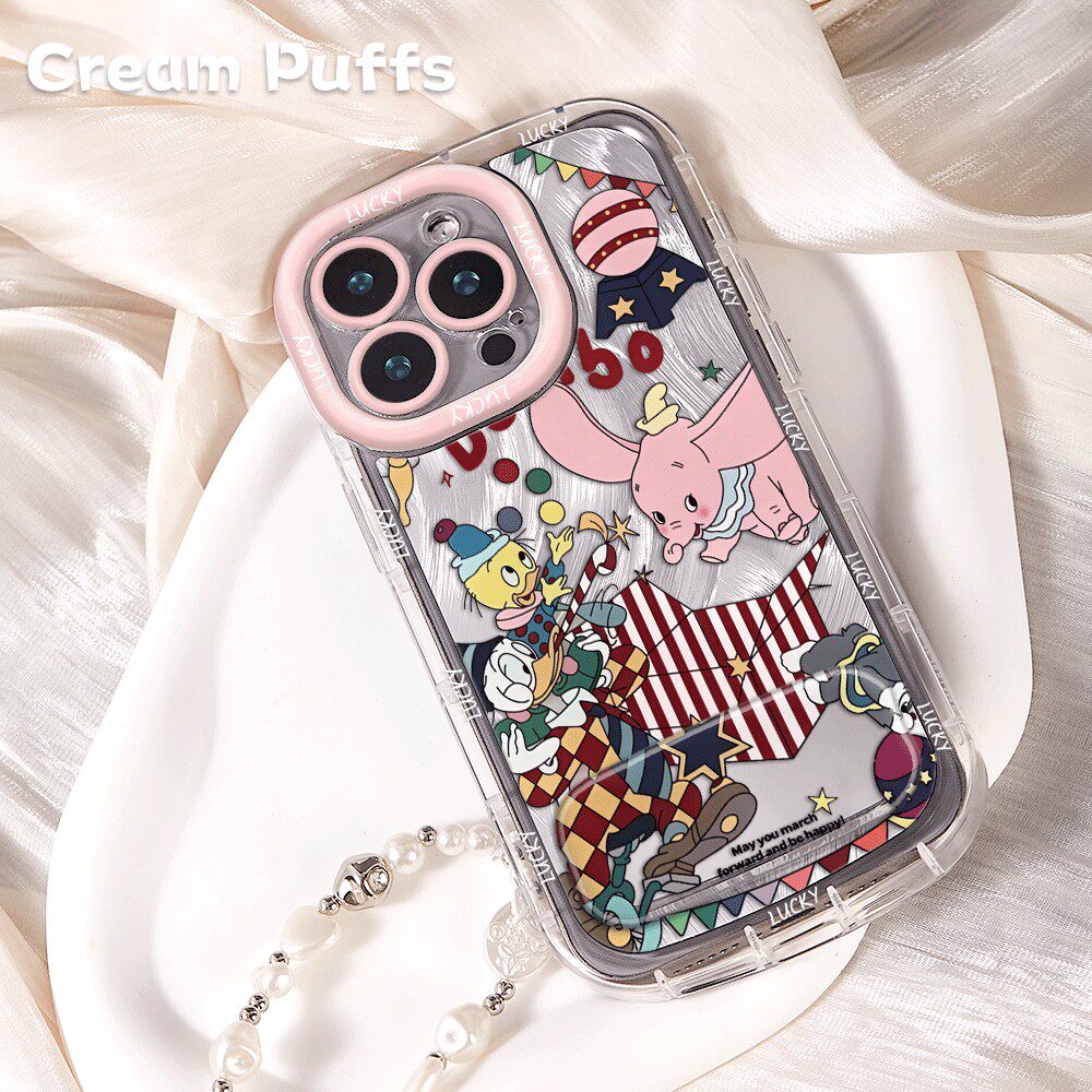 iPhone16手机壳软苹果14plus带挂绳17少女心15ProMax适用OPPOReno13卡通飞天小象荣耀500镜子支架红米k90可爱