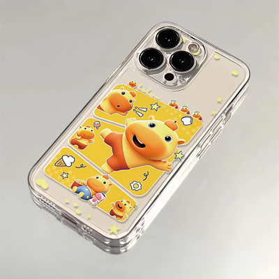 VIVOIQOOZ11X可爱iPhone17开心水豚噜噜苹果13透明OPPORENO16卡通创意12ProMax软红米NOTE15适用14PLUS手机壳
