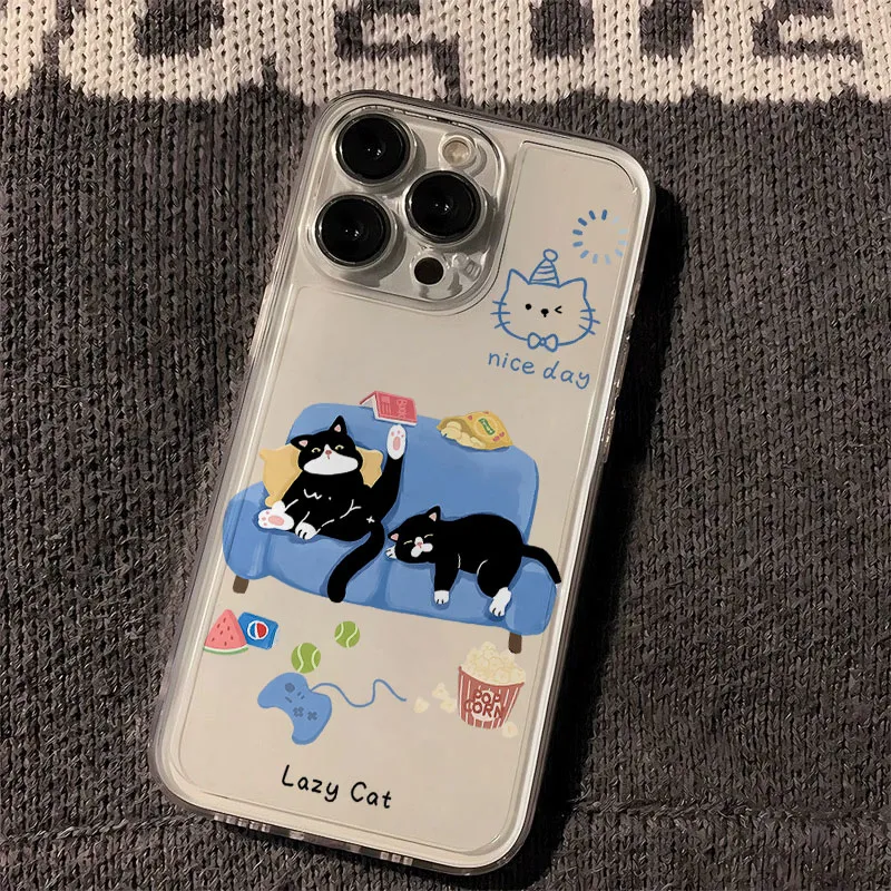 x200可爱华为nova14透明软iPhone16适用荣耀POWER卡通小米15Ultra休闲黑猫苹果13promax手机壳VIVOS30PROMINI