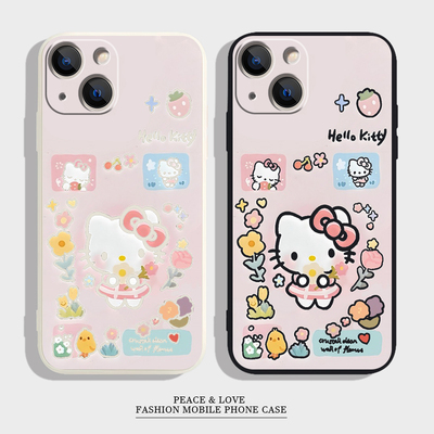 IQOONEO10pro+花朵kt猫苹果17可爱14PLUS适用12p软iPhone13ins风16ProMax少女心真我15T手机壳VIVOS50PROMINI