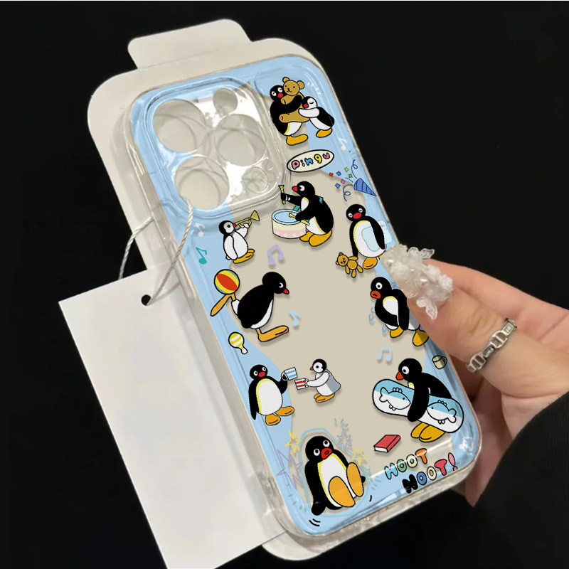 新款情侣pingu企鹅苹果17软华为NOVA15适用16PLUS透明iPhone13手机壳12ProMax可爱VIVOX300卡通OPPORENO14PRO