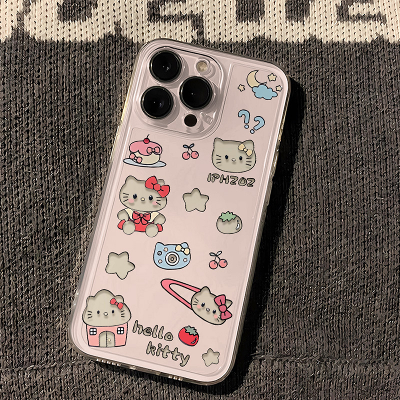 少女心适用16Promax透明软华为nova12活力版iPhone13可爱苹果14plus卡通手机壳OPPOfindx8相机kt猫小米15荣耀