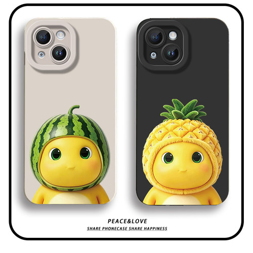 适用iPhone13可爱VIVOx300Ultra苹果12ProMax创意15瞳眼华为NOVA16软小米17MAX卡通手机壳14PLUS情侣水果奶龙
