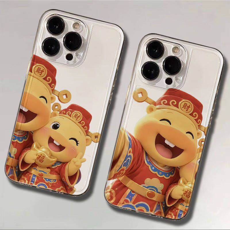 适用iPhone13苹果15pm12创意透明18ProMax软14PLUS高级感手机壳自拍噜噜噜妹财神爷适用华为NOVA16/小米17MAX