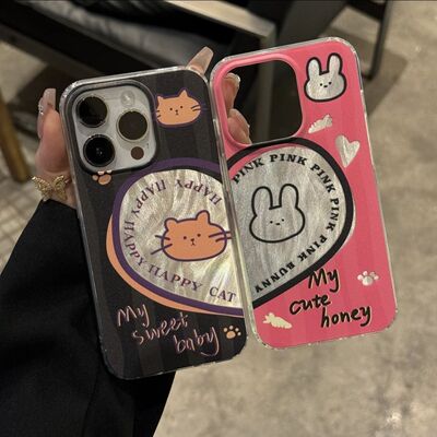 荣耀MAGIC7卡通硬OPPOReno13猫咪兔兔情侣小米15Pro适用苹果16E羽纱iPhone12创意14ProMax手机壳小米CIVI4PRO