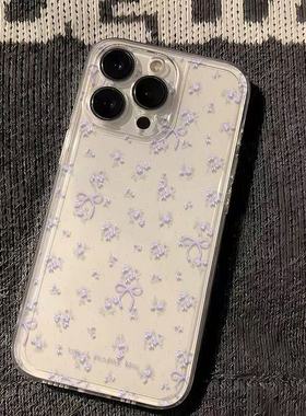 蝴蝶结碎花16PLUS手机壳Nova12苹果14小众VIVOS30创意OPPOs58x透明软15ProMax适用ins风iPhone13红米K80Ultra