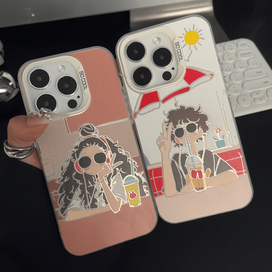 苹果14pm个性13ProMax彩银ins风12手机壳15PLUS适用iPhone16夏日情侣华为PURA70创意一加ACE5竞速版硬红米K80